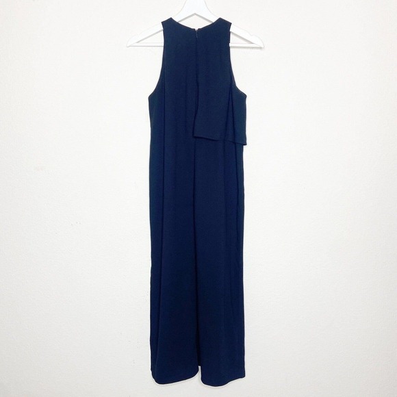 Oak + Fort Navy Overlay Sleeveless Leg Slit Dress Sz Xs - Picture 8 of 10